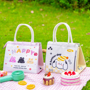 ランチバッグ バッグ 鞄 保温バッグ 保冷バッグ お弁当袋 お弁当カバン トートバッグ プリント アニマル フード ジッパー チャック かわいい