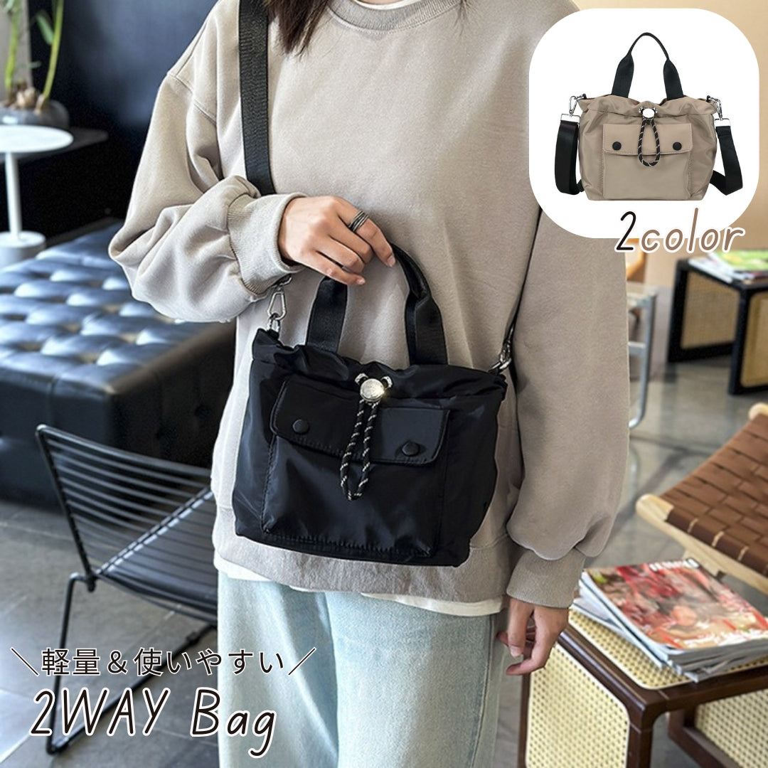 2wayバッグ ショルダーバッグ ハンドバッグ 手持ちバッグ 肩掛け 斜め掛け カバン 鞄 レディース メンズ 男女兼用 ポケット付き マグネットボタン ファスナー コンパクト カジュアル かわいい おしゃれ お出かけ 黒 カーキ