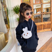 ポシェット ショルダーバッグ ミニバッグ キッズ 子ども用 子供用 女の子 鞄 かばん 小さめ コンパクト ウサギ ふわふわ もこもこ 刺繍 カーキ ホワイト ピンク かわいい キュート カジュアル ガーリー おしゃれ 秋 冬