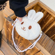 ポシェット ショルダーバッグ ミニバッグ キッズ 子ども用 子供用 女の子 鞄 かばん 小さめ コンパクト ウサギ ふわふわ もこもこ 刺繍 カーキ ホワイト ピンク かわいい キュート カジュアル ガーリー おしゃれ 秋 冬
