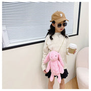 うさぎのぬいぐるみショルダーバッグ ぬいぐるみバッグ レディース キッズ 鞄 チェーン かわいい 可愛い 面白い ふわふわ カラバリ豊富 白 黒 ピンク