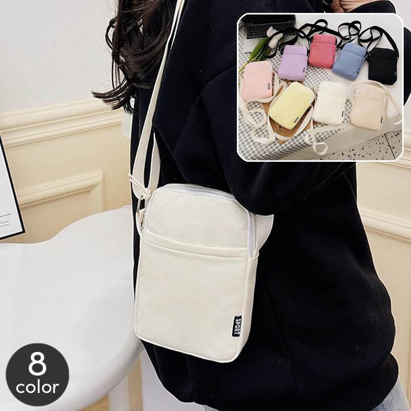 ショルダーバッグ ミニショルダー ポシェット レディース スマホポーチ スマホショルダー かばん 鞄 カバン おしゃれ かわいい ファスナー カジュアル デイリー お出かけ 無地 単色 シンプル 斜め掛け ミニバッグ 女性用 男女兼用