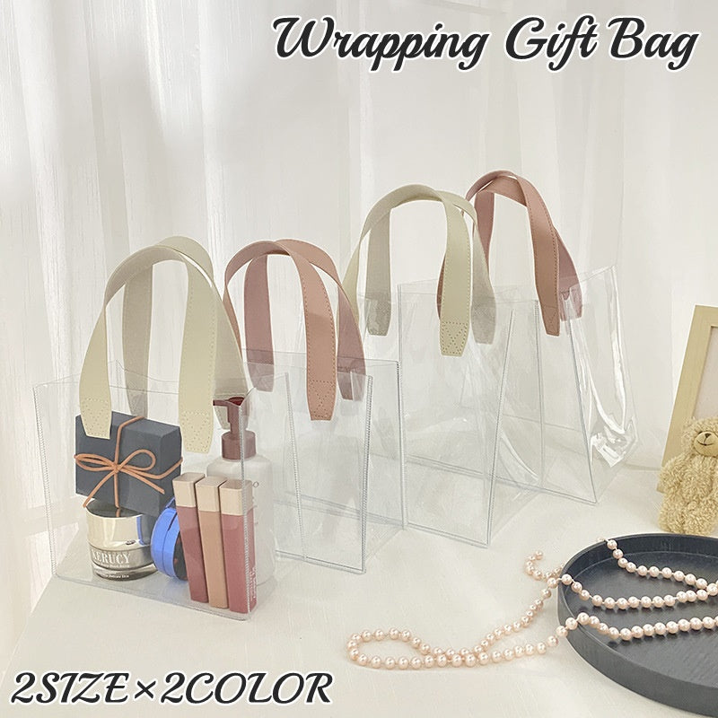 ラッピングバッグ ギフトバッグ 透明バッグ 18×20cm 23×25cm クリアバッグ 手提げ クリア 透明 プレゼント用 贈り物用 ギフト用袋 おしゃれ シンプル スタイリッシュ
