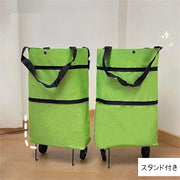トートバッグ キャスター付き 2way ショッピングカート 買い物袋 エコバッグ 買い物バッグ ショッピングバッグ レディース 折りたたみ スタンド付き ピクニック ハイキング 運動会 旅行 無地 シンプル 大容量 手提げ 持ち運び お出かけ 緑 橙 赤 青 黒