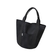 トートバッグ キャンバス レディース 無地 シンプル 収納 手提げ ミニ ハンドバッグ BAG かばん カバン 鞄 ランチバッグ サブバッグ お弁当バッグ スナップボタン バケツ型 丸底 バイカラー ブラック オフホワイト カジュアル デイリー 普段使い 上品 大人 女性 婦人 ギフト 贈り物 母の日