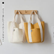 トートバッグ キャンバス レディース 無地 シンプル 収納 手提げ ミニ ハンドバッグ BAG かばん カバン 鞄 ランチバッグ サブバッグ お弁当バッグ スナップボタン バケツ型 丸底 バイカラー ブラック オフホワイト カジュアル デイリー 普段使い 上品 大人 女性 婦人 ギフト 贈り物 母の日
