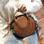 2wayバッグ ショルダーバッグ ハンドバッグ ラウンドバッグ レディース 婦人用 ファスナー 肩掛け 2way 持ち手金具