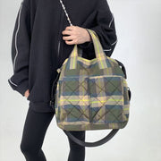 2wayバッグ ショルダーバッグ トートバッグ 肩掛け レディース 大容量 絞り ポケット キルティング調 チェック柄 斜め掛け おしゃれ カジュアル 大きめ 通学