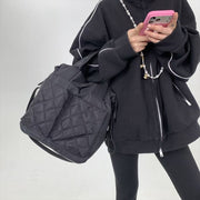 2wayバッグ ショルダーバッグ トートバッグ 肩掛け レディース 大容量 絞り ポケット キルティング調 チェック柄 斜め掛け おしゃれ カジュアル 大きめ 通学
