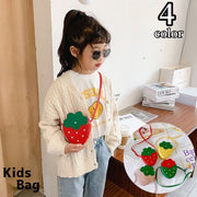 ポシェット ショルダーバッグ キッズ 子供 鞄 カバン イチゴ ストロベリー 斜め掛け 肩掛け ファスナー かわいい おしゃれ 小物入れ 収納