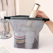 化粧ポーチ 単品 1個 コスメポーチ 化粧バッグ コスメバッグ ハンドバッグ バッグ カバン 鞄 持ち手付き バックル 防水 メッシュ 化粧品 メイク道具 収納 持ち運び 旅行 トラベル 出張 温泉 プール 海水浴 シンプル 便利