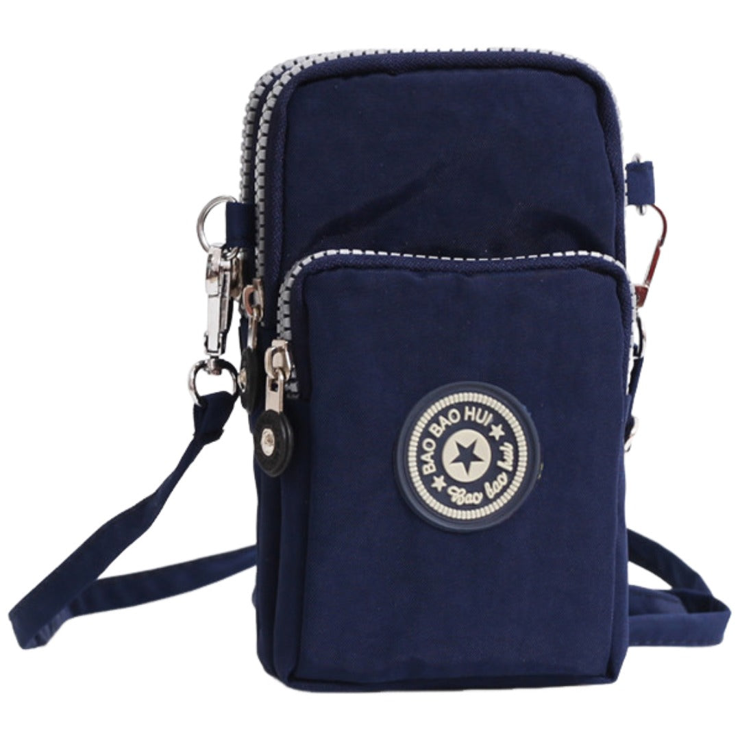 ショルダーバッグ ミニショルダー スマホポーチ ポシェット レディース bag 3ポケット 3連 軽量 コンパクト ファスナー スマートフォン カード 小銭 お札 ウォレット お財布 無地 プリント 柄 肩掛け 斜め掛け