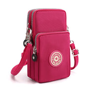 ショルダーバッグ ミニショルダー スマホポーチ ポシェット レディース bag 3ポケット 3連 軽量 コンパクト ファスナー スマートフォン カード 小銭 お札 ウォレット お財布 無地 プリント 柄 肩掛け 斜め掛け