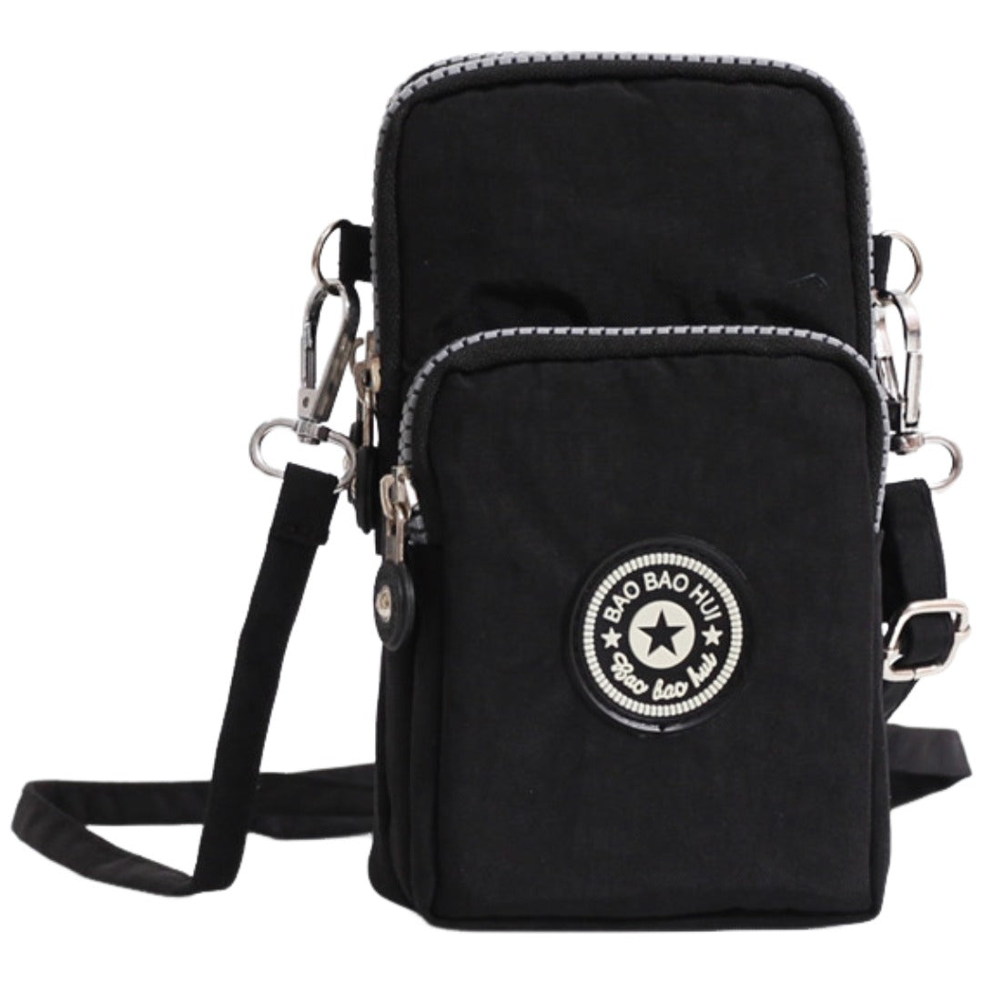 ショルダーバッグ ミニショルダー スマホポーチ ポシェット レディース bag 3ポケット 3連 軽量 コンパクト ファスナー スマートフォン カード 小銭 お札 ウォレット お財布 無地 プリント 柄 肩掛け 斜め掛け