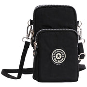 ショルダーバッグ ミニショルダー スマホポーチ ポシェット レディース bag 3ポケット 3連 軽量 コンパクト ファスナー スマートフォン カード 小銭 お札 ウォレット お財布 無地 プリント 柄 肩掛け 斜め掛け