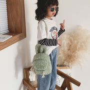 リュックサック バックパック キッズ 子供用 女の子 鞄 かばん バッグ リュック モコモコ ボア 小さめ うさ耳 ウサギ 長さ調節可 無地 かわいい おしゃれ