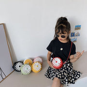 ポシェット ショルダーバッグ 鞄 キッズ 子供用 女の子 カバン 肩掛け 斜め掛け レザー調 ファスナー フラワー 丸型 ラウンド型 可愛い おしゃれ 小物入れ 女子 こども用 お出かけシーン