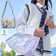 ショルダーバッグ レディース カバン かばん クリアポケット オタク オタ活 推し活 痛バ 痛バッグ 斜め掛け 肩掛け 無地 透明 ファスナー付き かわいい カジュアル シンプル