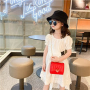 ポシェット ポーチ ミニショルダーバッグ 斜め掛けミニバッグ 子供用 キッズ 女の子 キルティング調 チェーンバッグ チェーンストラップ ハート かわいい おしゃれ お出かけ