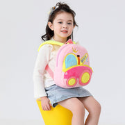 リュックサック バックパック キッズ 子供用 ベビー 男の子 女の子 鞄 かばん バッグ リュック 乗り物 クレーン車 ブルドーザー フォークリフト ロードローラー 遠足 スクールバッグ お出かけ フリース ふんわり ファスナー チャック ポケット付き 長さ調節可 はたらく車 かわいい かっこいい おしゃれ カラフル ピンク 緑 黄 青 ベージュ 橙