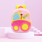 リュックサック バックパック キッズ 子供用 ベビー 男の子 女の子 鞄 かばん バッグ リュック 乗り物 クレーン車 ブルドーザー フォークリフト ロードローラー 遠足 スクールバッグ お出かけ フリース ふんわり ファスナー チャック ポケット付き 長さ調節可 はたらく車 かわいい かっこいい おしゃれ カラフル ピンク 緑 黄 青 ベージュ 橙