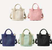 2WAY ショルダーバッグ ミニトートバッグ 女性用 キャンバス 小さめ 軽量 大容量 斜めがけ 手提げ 肩掛け 自立 スクエア 無地