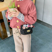 ミニショルダー キッズ バッグ 鞄 ショルダーバッグ ポシェット ツイード ウサギ フラワー 花 コンパクト チェーン おしゃれ かわいい 子供 女の子 女子