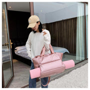 2wayバッグ トートバッグ ショルダーバッグ ヨガバッグ 鞄 レディース 女性用 カバン キルティング 大容量 肩掛け 斜め掛け 手提げ ファスナー 乾湿分離ポケット付き 防水 旅行 フィットネス ジム スポーツ トラベル