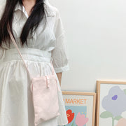 ミニショルダーバッグ ポシェット サコッシュ スマホポーチ 女性 キャンバス 斜めがけ 肩掛け 軽量 大容量 小物入れ 無地 縦型 薄型スリム