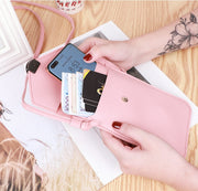 ショルダーバッグ スマホポーチ ポシェット 入れたまま操作 レディース 女性 ミニバッグ 薄型 縦長 縦型 学生 大人 お散歩 スマートフォンポーチ 無地 単色 シンプル かわいい おしゃれ