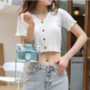 ショルダーバッグ ハンドバッグ 2way レディース 女性用 女の子 鞄 カバン 透明 クリア レザー調 痛バッグ 斜めがけ 片掛け 手提げ かわいい おしゃれ