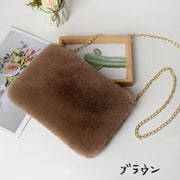 ショルダーバッグ ハンドバッグ レディース 女性用 カバン ファー スクエア 四角 チェーン 取り外し 2WAY 肩掛け かわいい おしゃれ ファスナー 小さめ