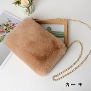 ショルダーバッグ ハンドバッグ レディース 女性用 カバン ファー スクエア 四角 チェーン 取り外し 2WAY 肩掛け かわいい おしゃれ ファスナー 小さめ