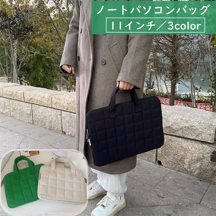 ノートパソコンバッグ パソコンカバー PCバッグ パソコンケース 13インチ 14インチ 手提げ 鞄 かばん ジッパー ノートPC タブレット MacBook iPad 持ち運び 通勤 通学 出張 ビジネス おしゃれ キルティング 便利 シンプル