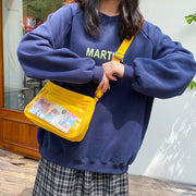 ショルダーバッグ レディース 女性用 痛バ 痛バッグ かばん 鞄 ポシェット 透明 クリア ポケット付き コンパクト 小さめ 無地 シンプル オタ活 推し活  ブラック 黒 ホワイト 白 ピンク コンパクト