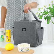 ランチバッグ ランチトート お弁当バッグ 保温 保冷 お弁当箱入れ 手提げ サイドポケット オックスフォード 四角形 水筒入れ ピクニック アウトドア 遠足