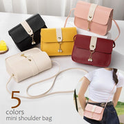 ミニショルダーバッグ ポシェット レディース bag カバン レザー調 フラップ マグネットボタン 肩掛け 斜め掛け バイカラー 横長 スマホ ブラック ベージュ ピンク ワイン