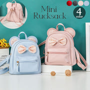 リュックサック バッグ キッズ 子供用 女の子 リボン スパンコール 耳付き 外側ポケット 肩紐調節可能 レザー調 かわいい 可愛い ガーリー おしゃれ カジュアル 無地 お出掛け 小学生 中学生 女の子 ミニリュック 小さめサイズ ピンク ブラック 黒 レッド 赤 ブルー 青
