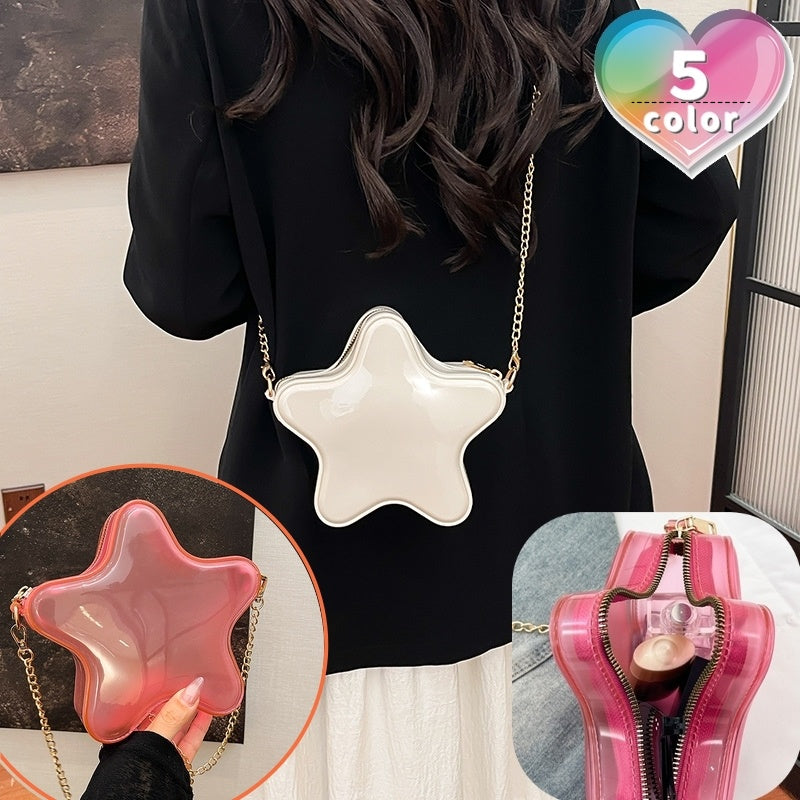 ポシェット ショルダーバッグ レディース 女性 かばん 鞄 バック チェーンストラップ 星型 取外し可 ファスナー 軽量 かわいい プレゼント カラバリ豊富