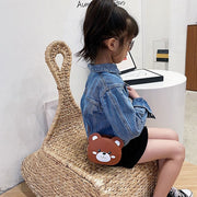 ポシェット ショルダーバッグ キッズ 女の子 男の子 ユニセックス 鞄 カバン 小さめ コンパクト チャック ジッパー PUレザー 動物 アニマル ネコ ウサギ クマ かわいい キュート カジュアル ポップ