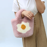 2wayバッグ レディース バッグ ハンドバッグ ショルダーバッグ ベージュ ブラック ピンク フラワー 起毛 かわいい