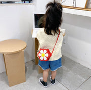 ショルダーバッグ ポシェット キッズ 子供用 女の子 鞄 かばん バッグ 斜め掛け レザー調 花 フラワー かわいい おしゃれ カジュアル