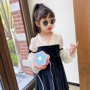 ショルダーバッグ ポシェット キッズ 子供用 女の子 鞄 かばん バッグ 斜め掛け レザー調 花 フラワー かわいい おしゃれ カジュアル