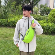 ボディバッグ ショルダーバッグ ポーチ付き 男女兼用 鞄 カバン ネット 無地 単色 大容量 片掛け 斜め掛け ファスナー シンプル おしゃれ メンズ レディース