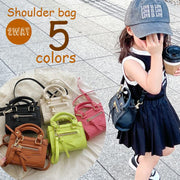 子供用 ショルダーバッグ ポシェット キッズ ベビー 2WAY レザー調 ハンドバッグ 鞄 肩掛け 斜めかけ 手提げ ミニショルダー ローズ ホワイト ブラウン ブラック グリーン