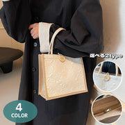 ミニトートバッグ ハンドバッグ 鞄 レディース 女性用 カバン 手提げ ボタン ファスナー ジッパー 四角形 スクエア型 花柄 可愛い おしゃれ カジュアル お出掛け 婦人用