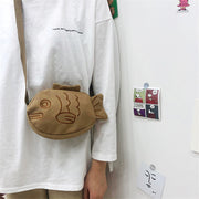たい焼きポシェット ショルダーバッグ アクセサリーポーチ レディース キッズ 女の子 男の子 バッグ 鞄 パロディー たいやき 魚 かわいい 可愛い 面白い 茶