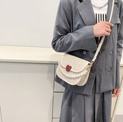 ショルダーバッグ ハンドバッグ レディース 女性用 鞄 カバン 肩掛け 麦わら カゴバッグ フェイクパール 編み込み ハート 調節可能 かわいい