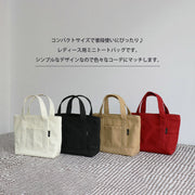 ミニトートバッグ ハンドバッグ ポケット 手提げ 鞄 カバン レディース 女性 婦人用 キャンバス 帆布 おしゃれ かわいい シンプル マチ付き 丈夫 デイリー 通勤 通学 お出かけ 普段使い カジュアル