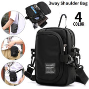 2WAY ミニショルダーバッグ ポシェット ベルト／ウエストポーチ 男女兼用 多機能 軽量 大容量 小物入れ 縦型 防水 スマホ収納